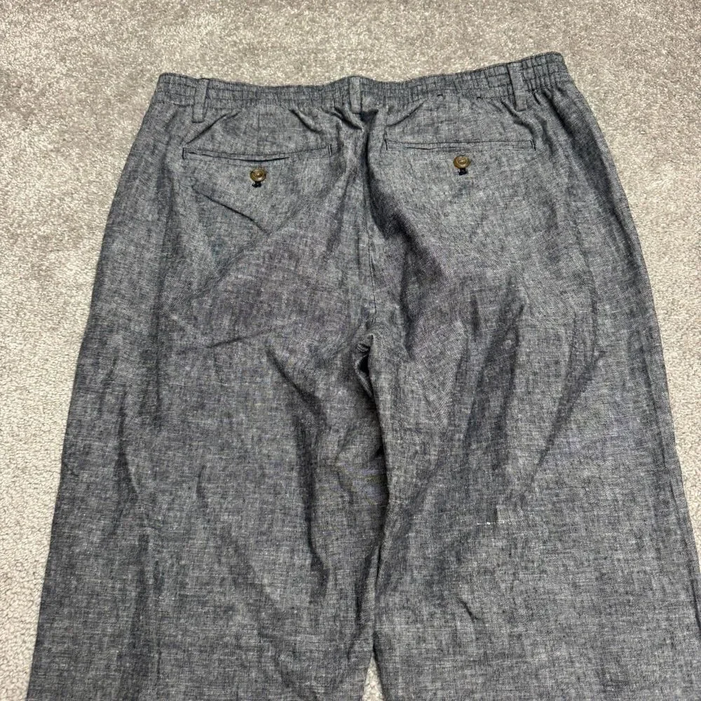Banana Republic Grayson Linen Blend Pants Men 34x34 Navy Blue Slim Tapered NWT